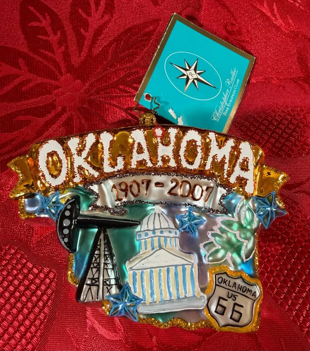 Christopher Radko Celebrate Oklahoma 2006 Glass Christmas Ornament Original Tag